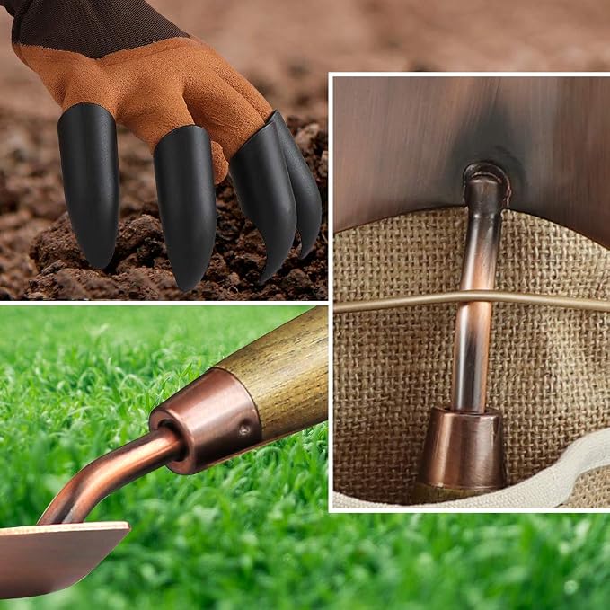 1 Gallon Galvanized Steel Watering Can with 3 Pcs of Garden Tools, 1 Pc of Pruning Shear, 1 Pair of Gardening Gloves，1 Pc of Garden Tools Organizer Tote