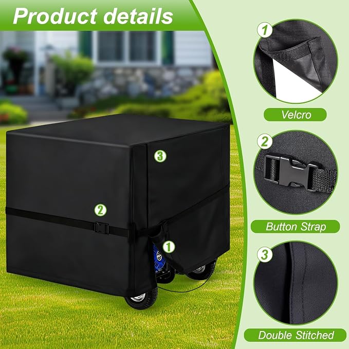 DVBB Shield Waterproof Universal Generator Cover 26 x 20 x 20 inch with Windproof Strap Buckles for Most Generators 3000-5000 Watt, Black