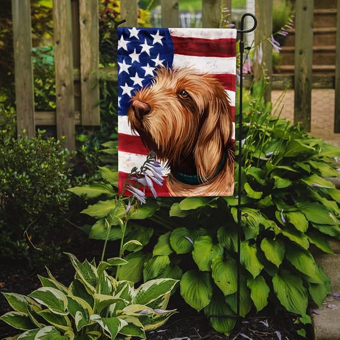 Caroline's Treasures CK6553GF Griffon Fauve de Bretagne American Flag Garden Flag Mailbox Flag Decorative Yard Flag Banner Outside Patio Artwork Yard Flower Beds, Garden Size, Multicolor