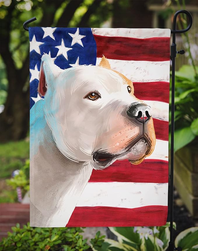 Caroline's Treasures CK6459GF Brazilian Dogo American Flag Garden Flag Mailbox Flag Decorative Yard Flag Banner Outside Patio Artwork Yard Flower Beds, Garden Size, Multicolor