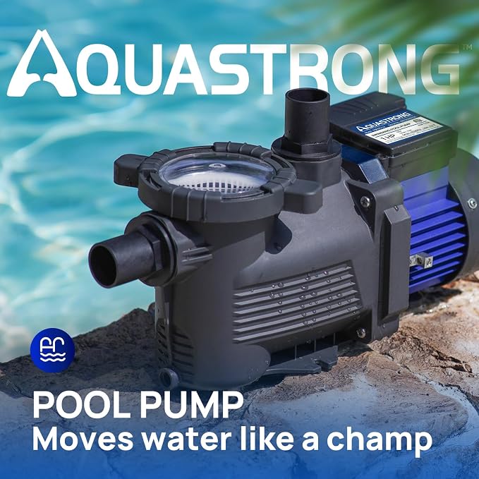 AQUASTRONG 1 HP Above Ground Pool Pump, Single Speed, 1.25"&1.5''adapter, 115V, 4945GPH, High Flow, Powerful Self Primming Swimming Pool Pumps with Filter Basket