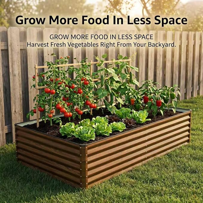 SnugNiture Galvanized Raised Garden Bed 6x3x2FT Outdoor Large Metal Planter Box Steel Kit for Planting Vegetables, Flowers