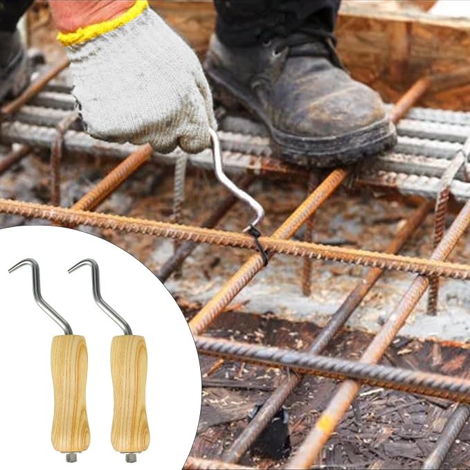 1000Pcs Wire Tie Rebar 6" Double Loop Reinforcing Steel Bar Ties 16 Gauge - 2Pcs Tie Wire Twister Tool With Wooden Grip Handle for Securing Concrete Construction