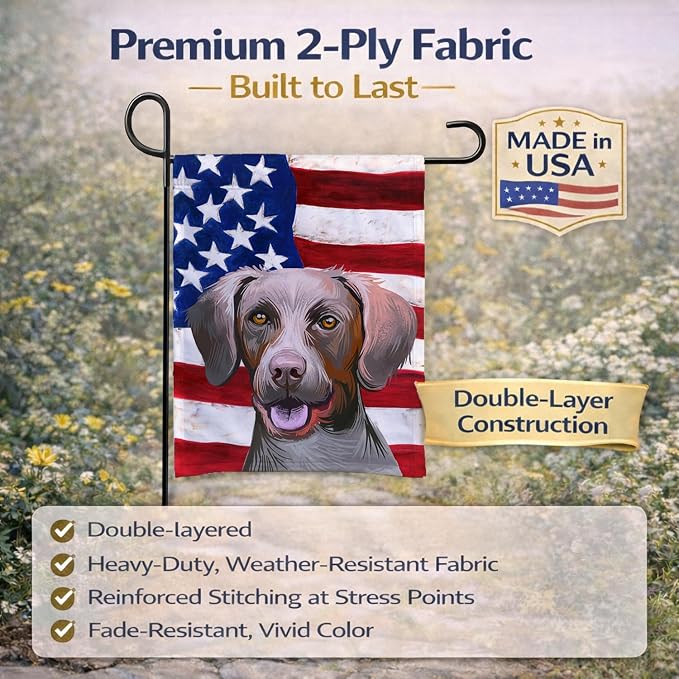 Caroline's Treasures CK6649GF Pointer Dog American Flag Garden Flag Mailbox Flag Decorative Yard Flag Banner Outside Patio Artwork Yard Flower Beds, Garden Size, Multicolor
