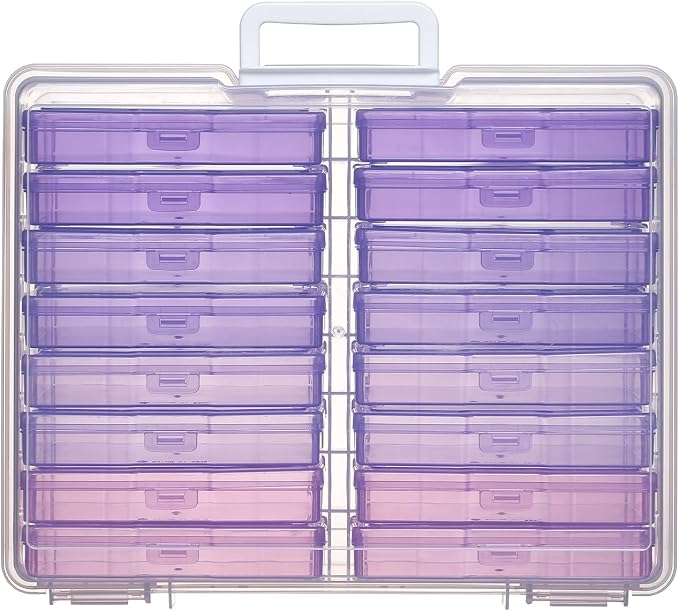 4x6 Photo Storage Box with Handle - Craft Keeper, 16 Inner Cases - Large Gradient Purple Series