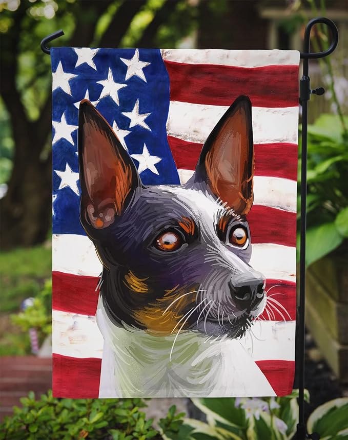 Caroline's Treasures CK6737GF Tenterfield Terrier American Flag Garden Flag Mailbox Flag Decorative Yard Flag Banner Outside Patio Artwork Yard Flower Beds, Garden Size, Multicolor