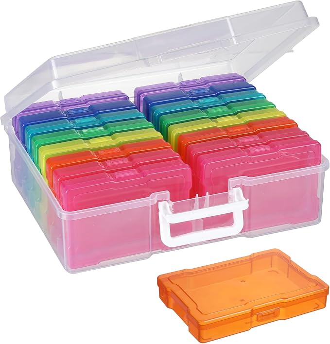 16 Pack Small Plastic Storage Box Gradient Color Storage Container (Colorful)