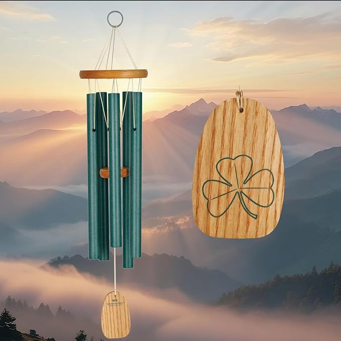 Woodstock Wind Chimes Garden Decor for Outside Outdoor Patio Decor, Front Porch Decor, (25") Chimes of Ireland Green Wind Chime, Wind Chimes for Garden (WCCI)