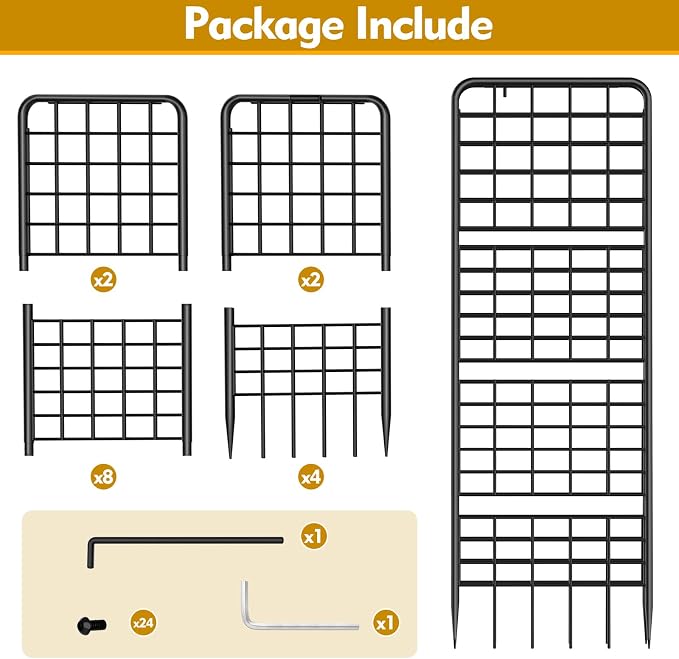 LIANTRAL A-Frame Trellis for Climbing Plants Outdoor, 2 Pack Metal Garden Trellis, Heavy Duty Cucumber Climbing Trellis with Dense Grid for Tomatoes Flowers Vegetables