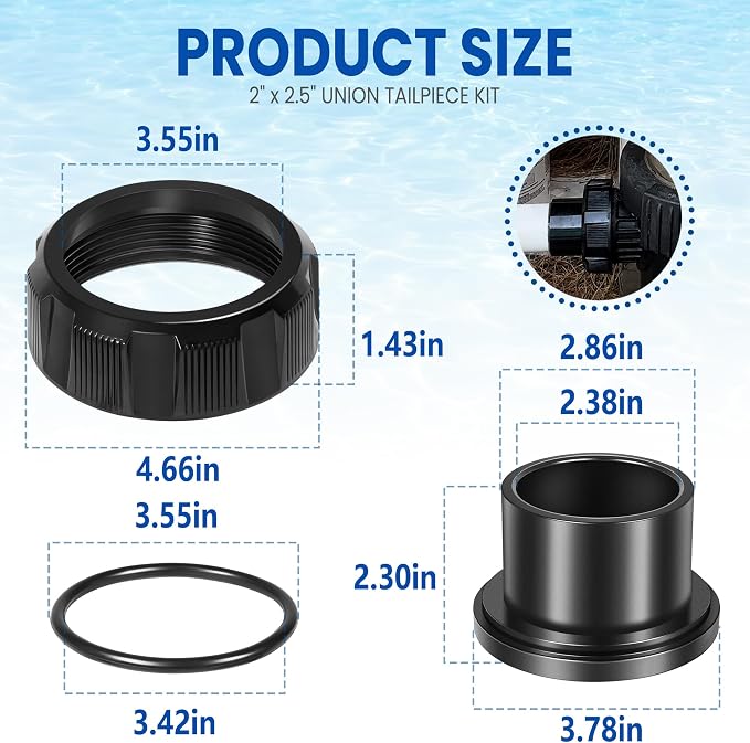 R0446101 Pump Union Nut Kit with Tailpiece & O-Ring | Fit for Zodiac Jandy JEP and Stealth SHPF/SHPM Series Pool Pumps – 2 x 2.5 in Replacement Union Tailpiece Kit