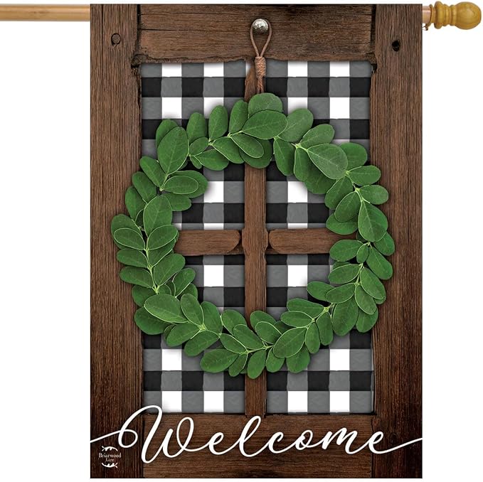 Boxwood Wreath Spring Everyday House Flag 40" x 28" Briarwood Lane