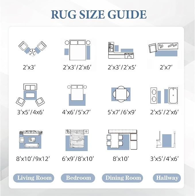 Area Rug for Living Room 6x9: Large Washable Boho Moroccan Rugs Geometric Neutral Rug, Non-Slip Foldable Morden Farmhouse Indoor Floor Carpet for Bedroom Dining Table Home(Blue,6'X9')