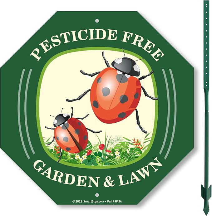 SmartSign 10 x 10 inch Pesticide Free Garden And Lawn Sign & Stake Kit, 40 mil Laminated Rustproof Aluminum, 3 foot Stake, Set of 1, For Yard