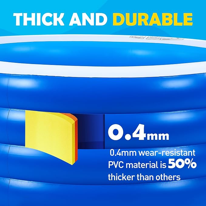 Blow Up Pool, 72" X 30" Round Inflatable Swimming Pool, Kids Pool Inflatable, Kiddie Baby Swimming Pool for Backyard