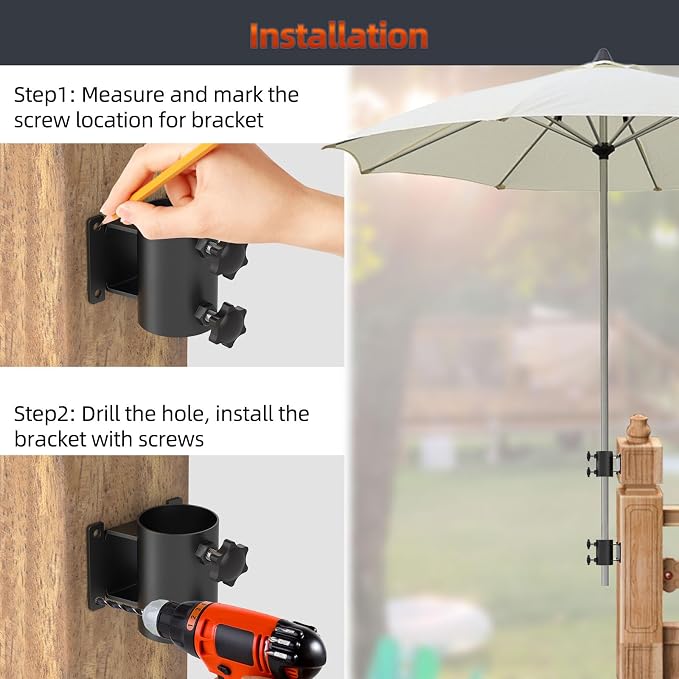 Deck Umbrella Mount Stainless Steel Patio Umbrella Holder, Umbrella Clamp Mount for Deck Railing Heavy Duty Outdoor Umbrella Clamp (4 Pcs)