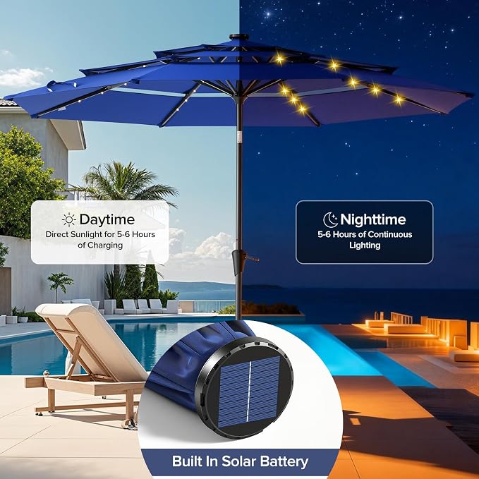 NEWBULIG 10FT Patio Umbrella, Offset Cantilever Outdoor Patio Table Umbrella, UV Protection, Fade Resistant Fabric, Easy Tilt Adjustment for Pool, Deck, Garden, Backyard, Red