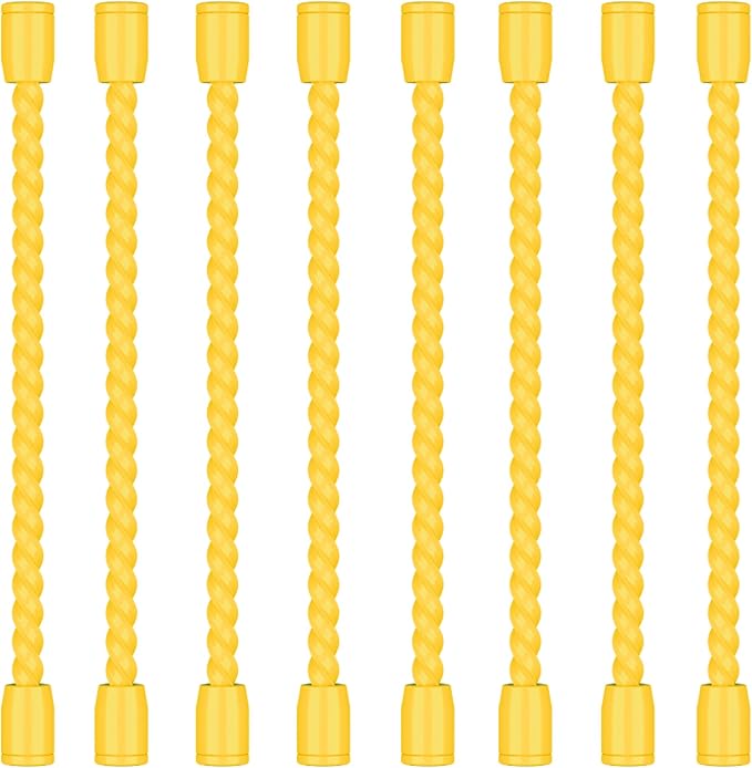 8PCS 4-Inch Silicone Cable Ties, Bendable Rubber Twist Ties, Reusable Twist Ties for Cords, gear ties for Organizing, Bundling (Yellow)