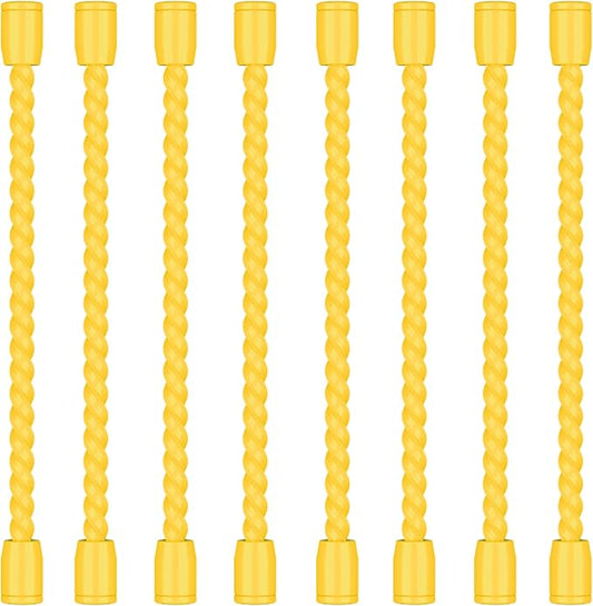 8PCS 4-Inch Silicone Cable Ties, Bendable Rubber Twist Ties, Reusable Twist Ties for Cords, gear ties for Organizing, Bundling (Yellow)