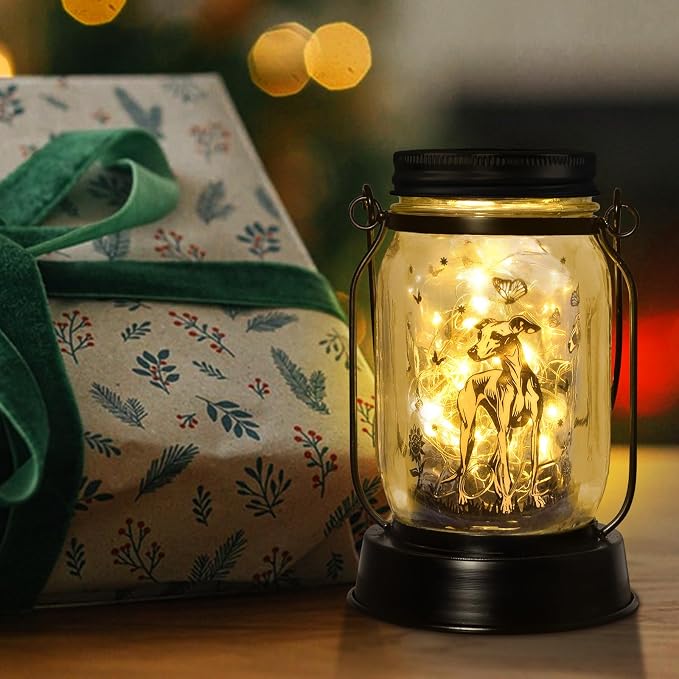 kyoryuger Greyhound Gifts for Women/Men Greyhound Solar Lanterns Mom Birthday Speedster Dog Lovers Lantern Pet loss Animal Dog Memorial Lights Solar Garden Decor for Yard, Patio,Backyard,Porch Torches