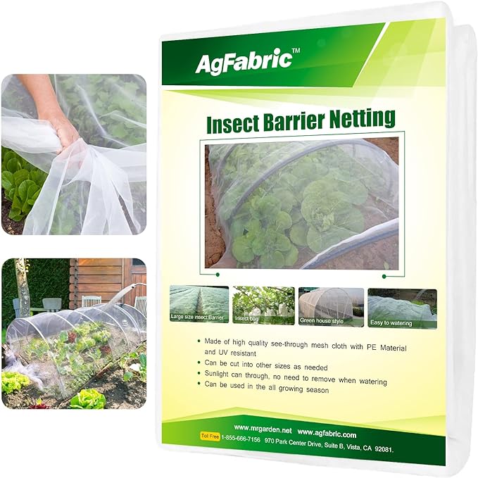 Agfabric Garden Netting 3.9'x9.8' Insect Pest Barrier Netting for Garden Protection,Plant Cover Row Cover Mesh Netting for Vegetables Fruit Trees and Plants,White