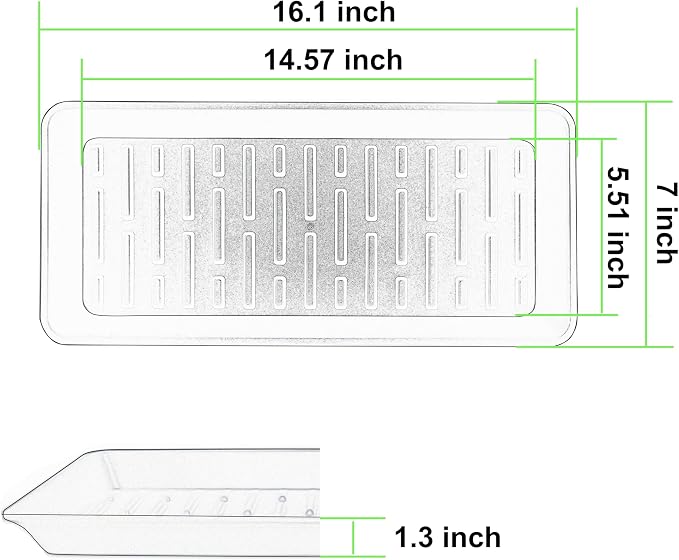 4 Pack Rectangular Plant Saucer 16 Inch, Heavy Duty Plastic Drip Trays for Pots, Windowsill Planter, Indoor Outdoor, 7.0 x 16.1 Inches, Beige