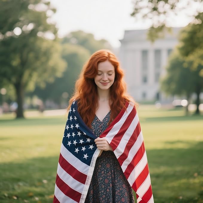 American flag 5x8 FT for Outside Use, Heavy Duty Non Fading Deluxe Spun Polyester US flags for High Wind Outdoor,Waterproof UV Resistant USA Flag with Embroidered Stars, Sewn Stripes, Brass Grommets,All Weather