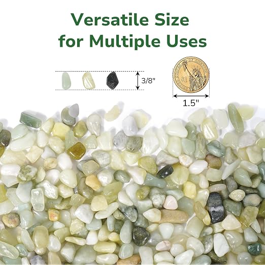 GreatBuddy 10-lb Decorative Rocks for Indoor Plants, 3/8" Jade Pebbles for Planters, Gravel for Succulent, Vases, Bamboo, Garden Landscaping, Crafts, Aquariums, Natural Polished