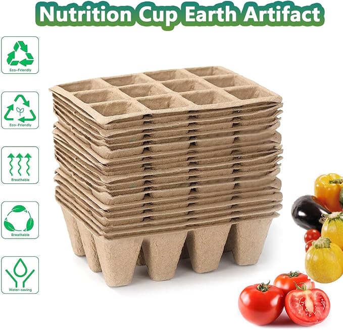 360 Cells Seed Starter Tray, 30 Pack Plant Starter Kit | Biodegradable Germination Seed Starter Kit with 200 Labels for Seedlings, Indoor and Outdoor Gardening and Seed Starting