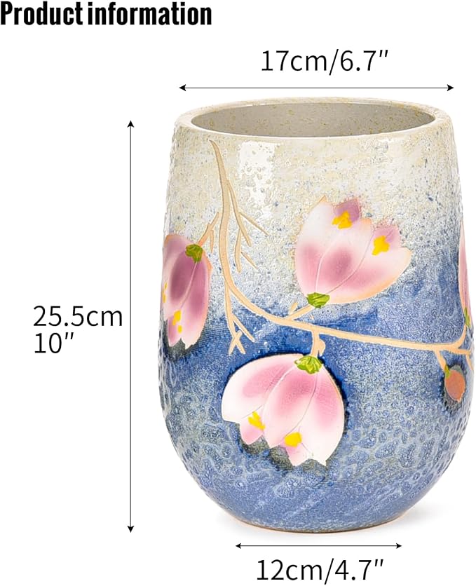 Sungmor 10.6 Inch Ceramic Succulent Plant Pot with Drainage Hole, Hand Painted Flower Pots for Plants, Unique Texture Decorative Planter for Indoor and Outdoor, Pottery Vase for Home Office Decor