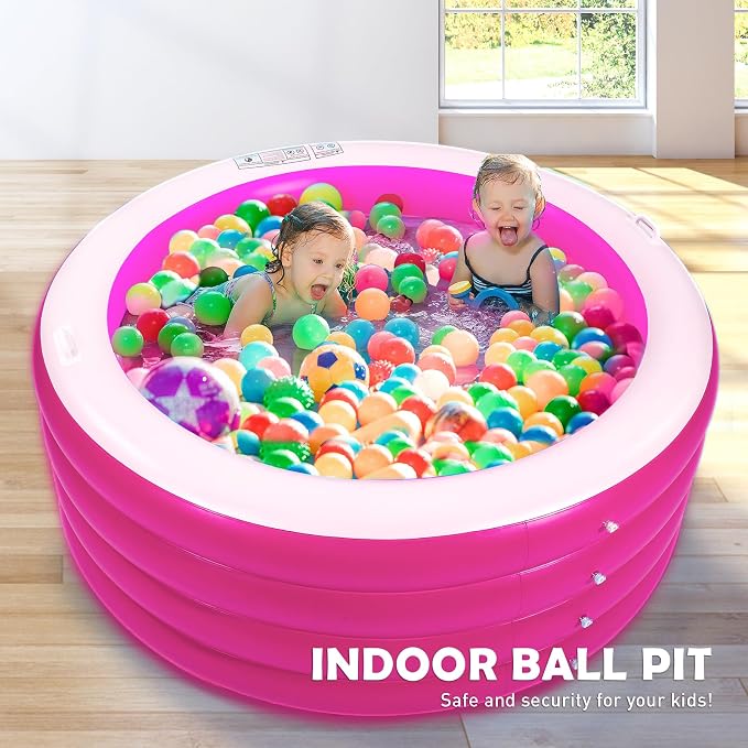 Blow Up Pool, 72" X 30" Deep Round Inflatable Swimming Adult Pool, Backyard Inflatable Pool for Kids Swimming, Pink