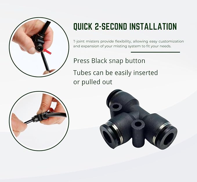 10 pk 3/8-inch OD Brass Misting Nozzles Tee Adjustable Copper Sprayer, Three Section Type,0.039"/1mm Orifice，Watering Plant Drip Irrigation Pneumatic Fittings Connection for Watering Garden