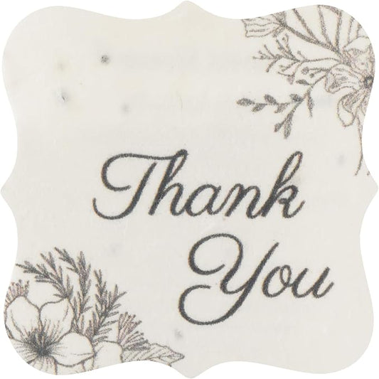 50Pcs Thank You Seed Paper Tags with Wildflower Seeds, Writable & Plantable Present for Moms, Plant Lover, & Teachers, Ideal for Weddings, Baby Shower Favors, Memorial, & Celebrations