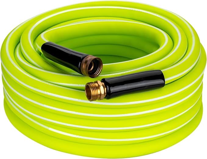 DAVCO Garden Hose 25FT x 5/8" ID - Lightweight Hybrid Rubber, Kink-Free & Burst Resistant, Lead-Free Drinking Water Safe with 3/4" GHT Solid Brass Fittings for Yard, Patio, RV and Car Wash