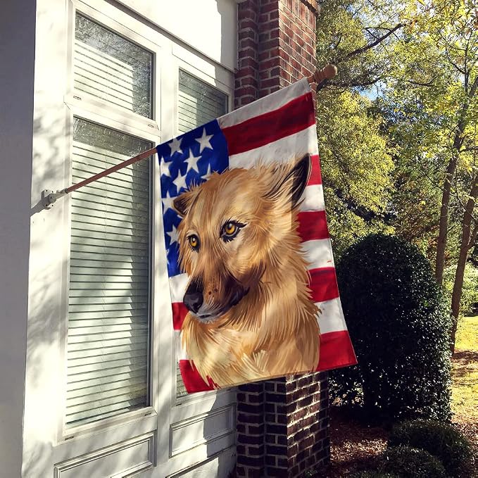 Caroline's Treasures CK6531CHF Garafian Shepherd Dog American Flag House Flag Large Porch Sleeve Pole Decorative Outside Yard Banner Artwork Wall Hanging, Polyester, House Size, Multicolor