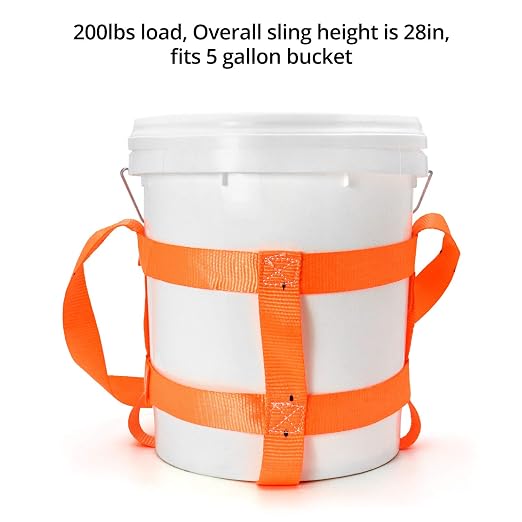 QWORK Durable Bucket Sling with Belly Bands for 5 Gallon Bucket, 200lbs Capacity