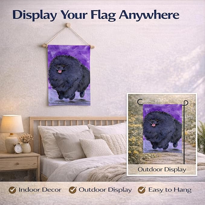 Caroline's Treasures SS8686GF Pomeranian Garden Flag Mailbox Flag Decorative Yard Flag Banner Outside Patio Artwork Yard Flower Beds, Garden Size, Multicolor