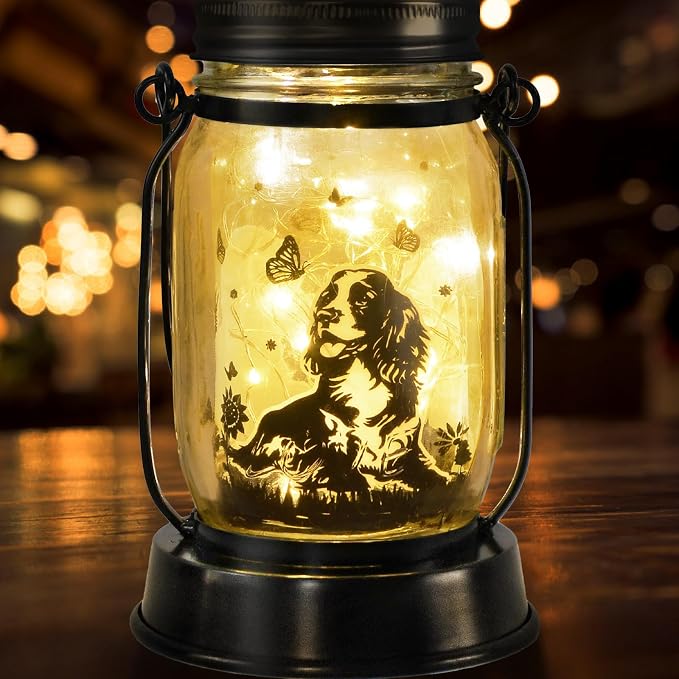 kyoryuger Cocker Spaniel Dog Gifts for Women/Men Cocker Spaniel Solar Lanterns Birthday Dog Lovers Lantern Pet Loss Dog Memorial Lights Solar Garden Decoration for Yard, Patio,Backyard,Porch Torches