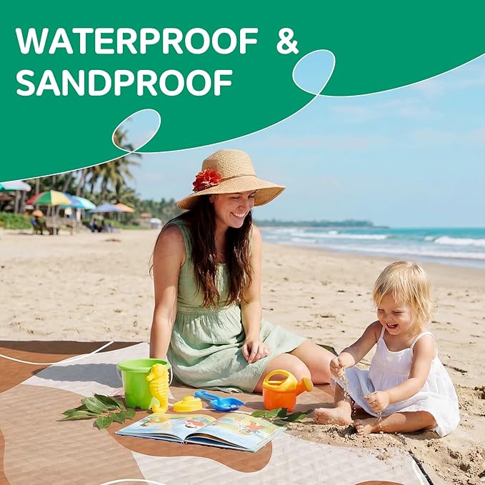 Waterproof Beach Blanket Picnic Outdoor Camp Mat RugTowel Family Beach Trip Essentials Summer Vacation Must Have Travel Accessories Lake Day Necessities Stuff Thing Need Gear Gift Supplies 2026