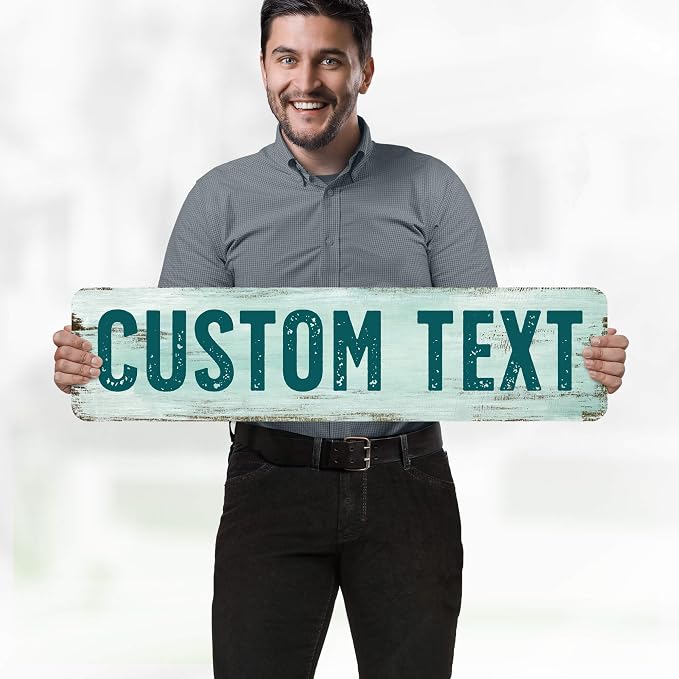 Custom Sign, Custom Street Sign, 11 Font Colors, 13 Font Styles, 4 Hole Options, 22 Sizes, 8x32 Inches, Rust Free DiBound, Fade Resistant, Made in USA by My Sign Center (Shabby Chic)