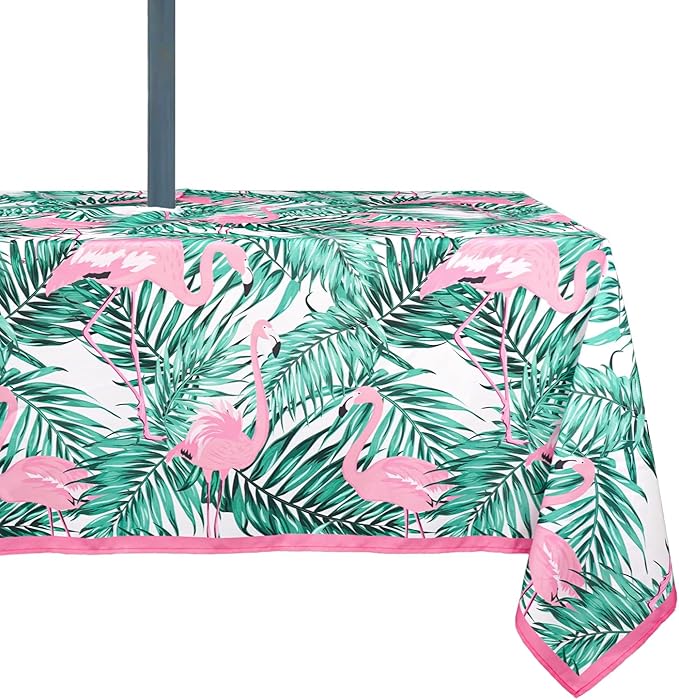 Outdoor Tablecloth with Umbrella Hole Umbrella Tablecloth Patio Tablecloths with Zipper for Courtyards, Terraces, and Beaches 60 x 84 in