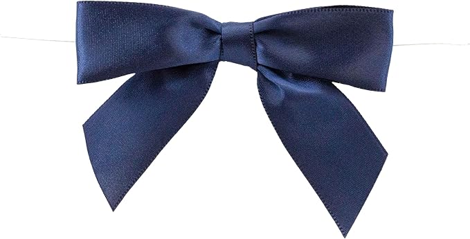 Reliant Ribbon 5170-05505-3X2 Satin Twist Tie Bows - Large Bows, 7/8 Inch X 100 Pieces, Navy
