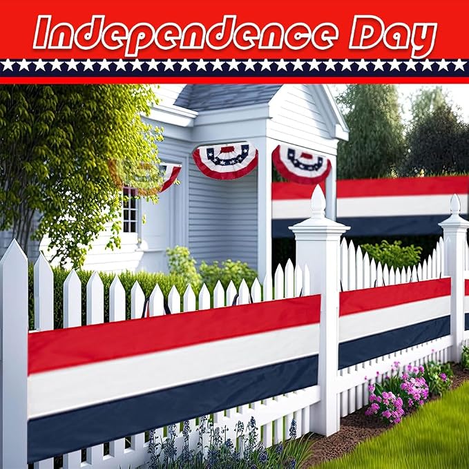 2Pack American Bunting Flag Veterans Day 4th of July 2x20Ft USA Patriotic Banner for Outside Porch Outdoor Red,White & Blue Bunting Decor Home Garden Décor Independence Day Memorial Days