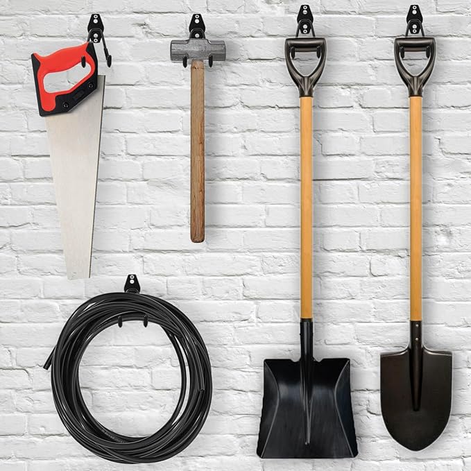18 Pack Garage Hooks Heavy Duty - Supports 100 lbs | Utility Steel Garage Hanger & Organizer for Organizing Garden Lawn Tools, Ladders, Garden Hose, Digging Shovel, Bikes, Ropes