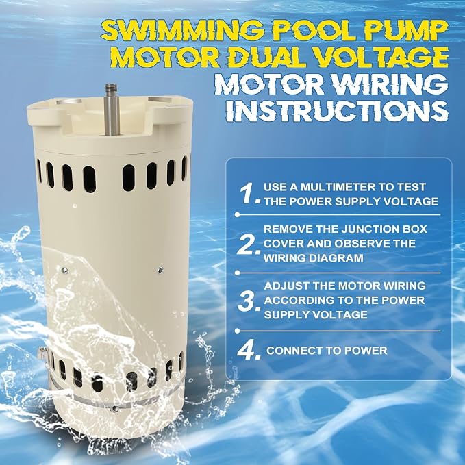 355010S Pool Pump Motor 1HP Fit for Pentair Whisperflo 3450 RPM 1 Speed | 115/208-230 V, Energy Efficiency, Swimming Pool Motor