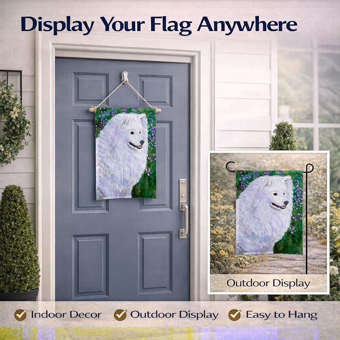 Caroline's Treasures SS8965GF American Eskimo Garden Flag Mailbox Flag Decorative Yard Flag Banner Outside Patio Artwork Yard Flower Beds, Garden Size, Multicolor