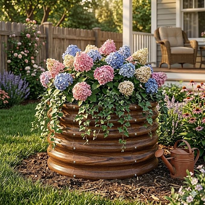 SnugNiture Raised Garden Bed, 2×2×1.5ft Round Galvanized Outdoor Planter Box, 17" Tall Deep Metal Garden Bed Kit for Planting Vegetables, Fruits, Flowers, Brown