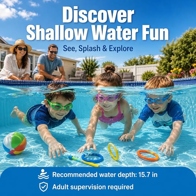 Japard Foldable Non-Inflatable Pool Small 61" Above Ground Kids Indigo | 61" x 46" x 18" Kiddie Family Swimming Hard Plastic Baby Toddler Deep for Backyard Rectangle No Hassle Blue