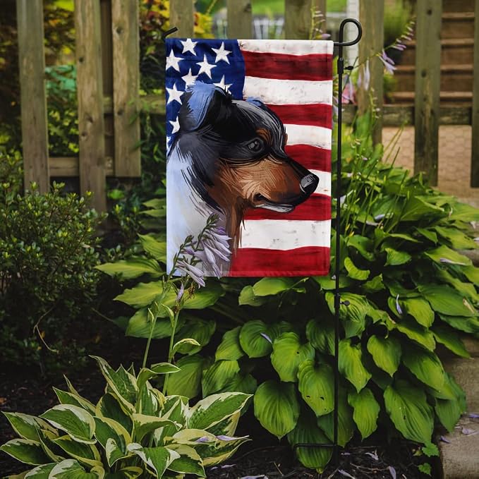 Caroline's Treasures CK6672GF Ratonero Bodeguero Andaluz American Flag Garden Flag Mailbox Flag Decorative Yard Flag Banner Outside Patio Artwork Yard Flower Beds, Garden Size, Multicolor