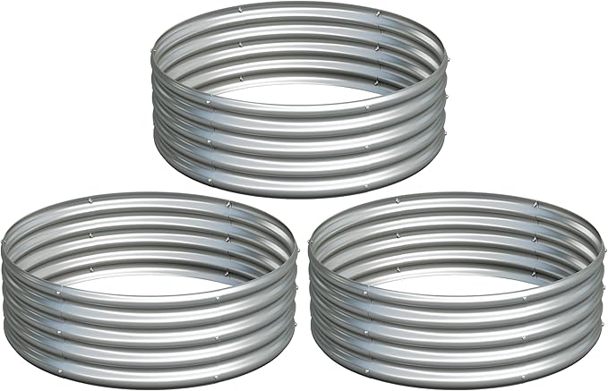 3Pack 3x3x1ft Galvanized Raised Garden Bed, Planter Raised Garden Beds Outdoor, Round Clearance Raised Garden Beds for Gardening Vegetables……