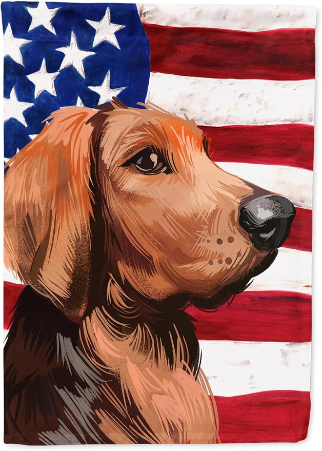 Caroline's Treasures CK6652GF Polish Hound Dog American Flag Garden Flag Mailbox Flag Decorative Yard Flag Banner Outside Patio Artwork Yard Flower Beds, Garden Size, Multicolor